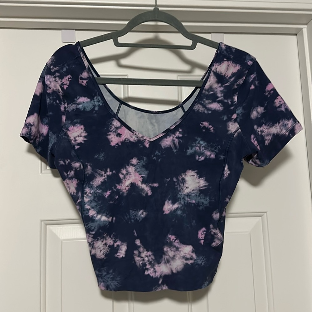 Lululemon Align Tee (T-Shirt) Women’s 10 Dye Mineral Blue Multi Workout Top